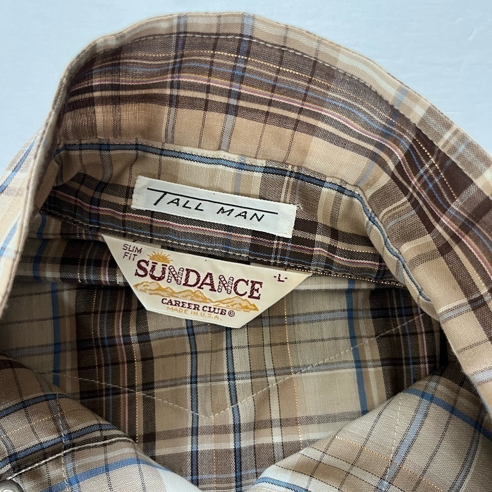 Sundance Tall Man Button Up Long Sleeve Plaid Shirt Size Large - Picture 4 of 8